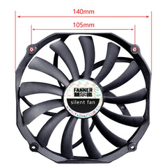 FANNER Ice Soul F14015 4PIN PWM Ultra-thin Chassis Fan Desktop Computer Radiator, F14015