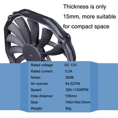 FANNER Ice Soul F14015 4PIN PWM Ultra-thin Chassis Fan Desktop Computer Radiator, F14015