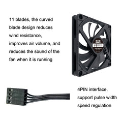 FANNER Ice Soul F8010 Ultra Thin Chassis Fan 4pin PWM Intelligent Speed Adjustment Quiet Cooling Heat Dissipation, F8010