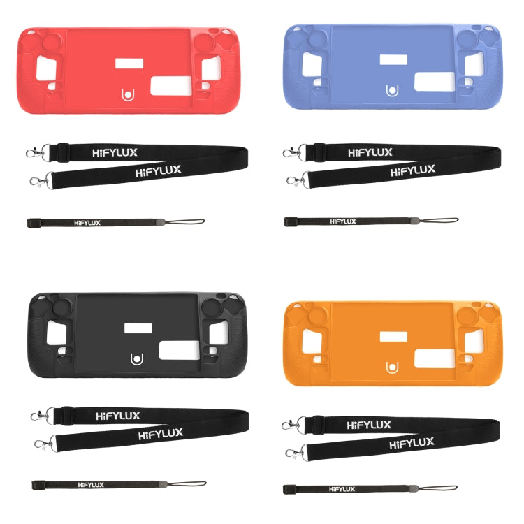 For Steam Deck Hifylux ST-PF14 Game Console Silicone Case Anti-scratch Non-slip Handheld Case Lanyard, Silicone Case Black, Silicone Case Blue, Silicone Case Red