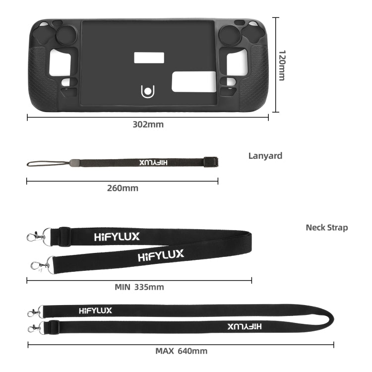 For Steam Deck Hifylux ST-PF14 Game Console Silicone Case Anti-scratch Non-slip Handheld Case Lanyard, Silicone Case Black, Silicone Case Blue, Silicone Case Red