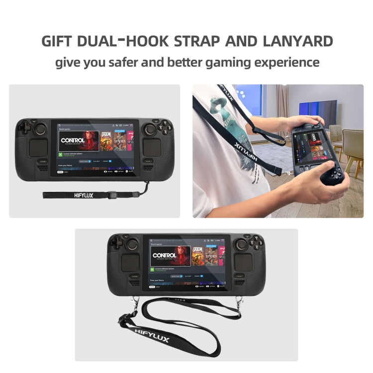 For Steam Deck Hifylux ST-PF14 Game Console Silicone Case Anti-scratch Non-slip Handheld Case Lanyard, Silicone Case Black, Silicone Case Blue, Silicone Case Red