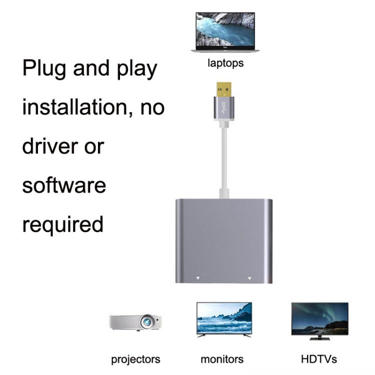 USB 3.0 To Dual HDMI High Definition Converter 4K USB Same Screen Extender, USB 3.0 To Dual HDMI