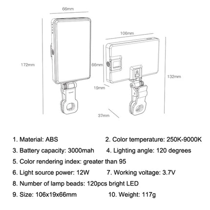 ST-120C Mobile Phone Tablet Clip Fill Light Selfie Live Camera Portable Camera Lighting