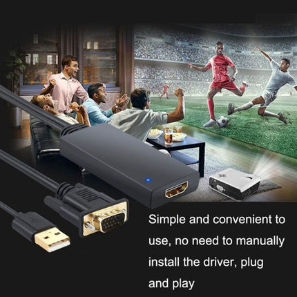 HD55Y VGA To HDMI Adapter Cable VGA+USB To HD 1080P Converter With Power Supply, VGA+USB To HDMI