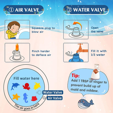 93cm Baby Kids Water Play Mat Inflatable PVC Shark Water Pad, 93cm Shark