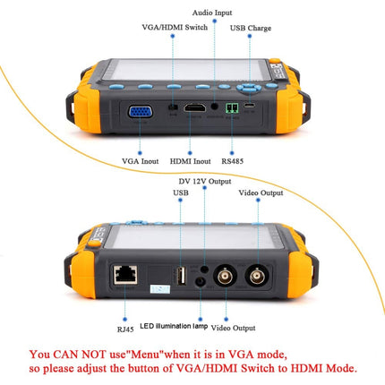 5800ACT-VH 5 Inch Large Screen Engineering Treasure Coaxial AHD / TVI / CVI 8MP Analog Video Surveillance Tester, US Plug