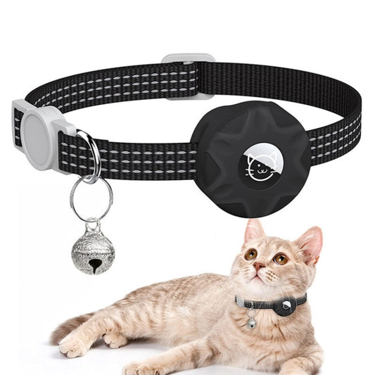 Estuche de silicona reflectante para AirTag Tracker, collar para gatos y mascotas con cascabel