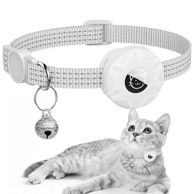 Estuche de silicona reflectante para AirTag Tracker, collar para gatos y mascotas con cascabel