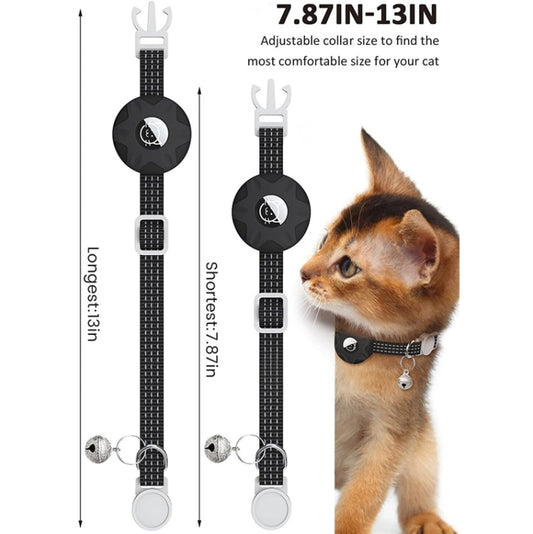 Estuche de silicona reflectante para AirTag Tracker, collar para gatos y mascotas con cascabel