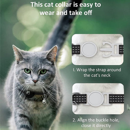 For AirTag Tracker Silicone Case Reflective Pet Cat Collar With Bell