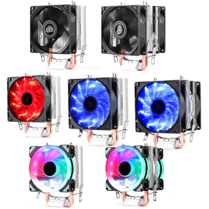 Desktop Computer Double Copper Tube CPU Radiator Super Quiet, 2 Tube Color Light 3-pin Single Fan, 2 Tube Color Light 3-pin Double Fan