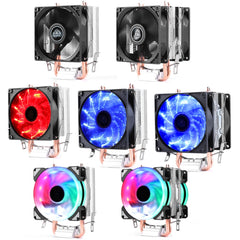 Desktop Computer Double Copper Tube CPU Radiator Super Quiet, 2 Tube Color Light 3-pin Double Fan, 2 Tube Without Light 3-pin Single Fan, 2 Tube Without Light 3-pin Double Fan, 2 Tube Red Light 3-pin Single Fan, 2 Tube Blue Light 3-pin Single Fan������...