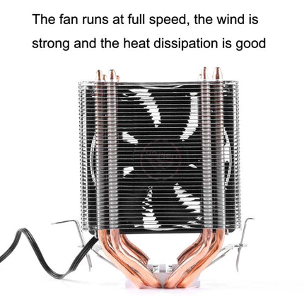 Desktop Computer Double Copper Tube CPU Radiator Super Quiet, 2 Tube Color Light 3-pin Double Fan, 2 Tube Color Light 3-pin Single Fan