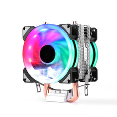 Desktop Computer Double Copper Tube CPU Radiator Super Quiet, 2 Tube Color Light 3-pin Double Fan, 2 Tube Without Light 3-pin Single Fan, 2 Tube Without Light 3-pin Double Fan, 2 Tube Red Light 3-pin Single Fan, 2 Tube Blue Light 3-pin Single Fan������...