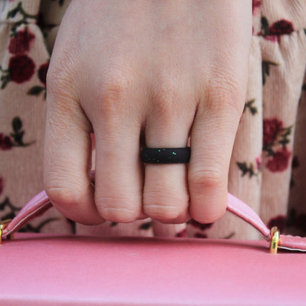 SH100 5.7mm Wide Silicone Ring Glitter Couple Ring, No.8, No.9