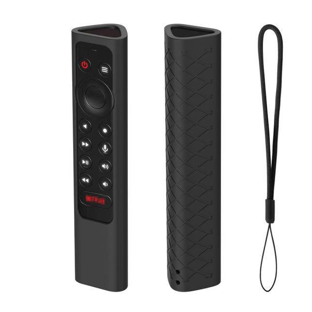 For NVIDIA Shield TV Pro 4K HDR Remote Control Silicone Case With Lanyard, YK010 Black