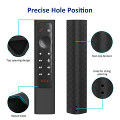 For NVIDIA Shield TV Pro 4K HDR Remote Control Silicone Case With Lanyard, YK010 Black