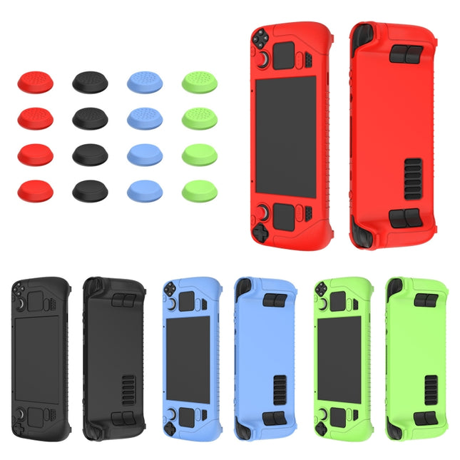 For Steam Deck Game Controller Soft Silicone Protective Cover Case With 4pcs Key Cap, SD001 (Black), SD001 (Red), SD001 (Luminous Blue), SD001 (Luminous Green)