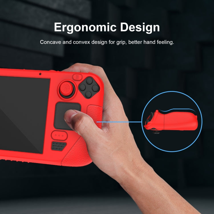 For Steam Deck Game Controller Soft Silicone Protective Cover Case With 4pcs Key Cap, SD001 (Black), SD001 (Red), SD001 (Luminous Blue), SD001 (Luminous Green)