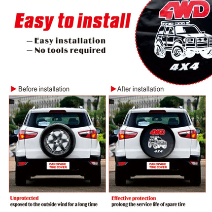 PVC Faux Leather Spare Wheel Cover Rear Tire Protector, 14 inch, 15 inch, 16 inch, 17 inch