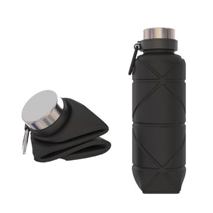 Outdoor Silicone Folding Water Cup Telescopic Water Bottle Travel Drinking Cup With Carabiner, 700ml Black, 700ml Grey, 700ml Red, 700ml Blue