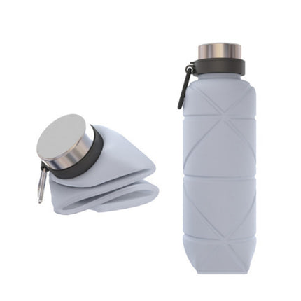Outdoor Silicone Folding Water Cup Telescopic Water Bottle Travel Drinking Cup With Carabiner, 700ml Black, 700ml Grey, 700ml Red, 700ml Blue