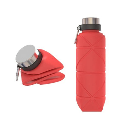 Outdoor Silicone Folding Water Cup Telescopic Water Bottle Travel Drinking Cup With Carabiner, 700ml Black, 700ml Grey, 700ml Red, 700ml Wine Red, 700ml Blue