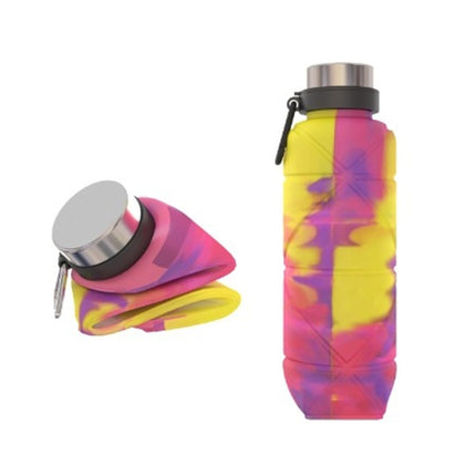 Outdoor Silicone Folding Water Cup Telescopic Water Bottle Travel Drinking Cup With Carabiner, 700ml Black, 700ml Grey, 700ml Red, 700ml Wine Red, 700ml Blue