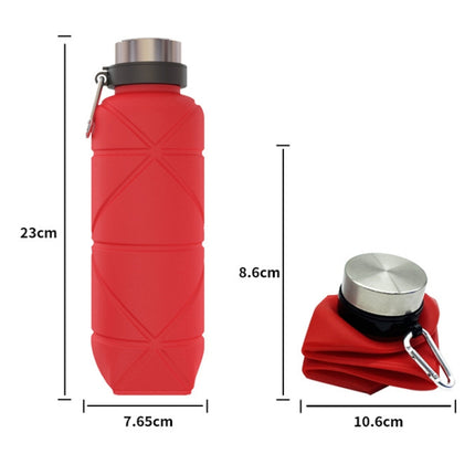 Outdoor Silicone Folding Water Cup Telescopic Water Bottle Travel Drinking Cup With Carabiner, 700ml Black, 700ml Grey, 700ml Red, 700ml Wine Red, 700ml Blue