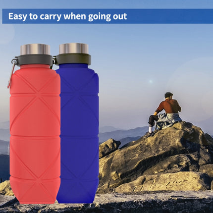 Outdoor Silicone Folding Water Cup Telescopic Water Bottle Travel Drinking Cup With Carabiner, 700ml Black, 700ml Grey, 700ml Red, 700ml Wine Red, 700ml Blue