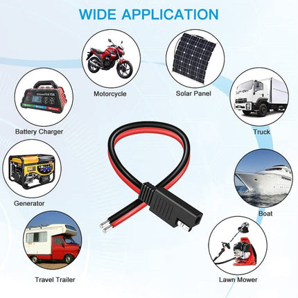 2pcs 20A Solar Car Battery SAE Power Extension Cable, 15cm, 30cm, 100cm