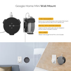 AhaStyle PT62 Wall Bracket Smart Speaker Bracket, For Google Home Mini Black, For Google Home Mini White, For Amazon Echo Dot 3 Black, For Amazon Echo Dot 3 White