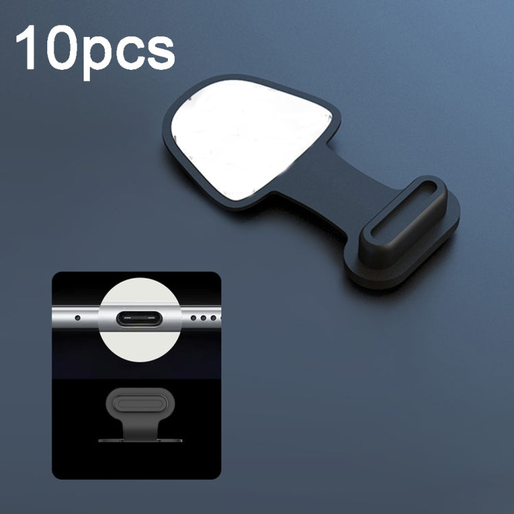 10 piezas de puerto de carga de teléfono móvil, tapón antipolvo de silicona, cubierta adhesiva posterior a prueba de pérdida, 8 pines, USB-C/Tipo-C