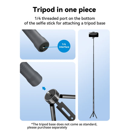 TELESIN 3M Carbon Fiber Selfie Stick Monopod  With 1/4 Screw For Action Camera, 3m