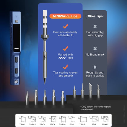 MINIWARE TS101 PD DC Soldering Iron 90W Portable Soldering Pen, With BC2 Soldering Iron Head, With B2 Soldering Iron Head, With I Soldering Iron Head, With KU Soldering Iron Head, With K Soldering Iron Head, With D24 Soldering Iron Head����������������...