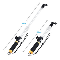 Transparent Retractable Selfie Stick Buoyancy Stick for Gopro Hero11 Black / HERO10 Black / HERO9 Black /HERO8 / HERO7 /6 /5 /5 Session /4 Session /4 /3+ /3 /2 /1, Transparent  Selfie Stick