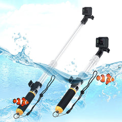 Transparent Retractable Selfie Stick Buoyancy Stick for Gopro Hero11 Black / HERO10 Black / HERO9 Black /HERO8 / HERO7 /6 /5 /5 Session /4 Session /4 /3+ /3 /2 /1, Transparent  Selfie Stick