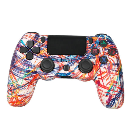 For PS4 Wireless Bluetooth Game Controller With Light Strip Dual Vibration Game Handle, White, Black, Red, Blue, Green, Rose Red, Letter, Line, Fire Ghost, Cartoon, Hulk, Skeleton, Gear, Lightning, Flame, Cloud, Burst, Wood Grain, Star Red             ...