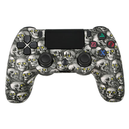 For PS4 Wireless Bluetooth Game Controller With Light Strip Dual Vibration Game Handle, White, Black, Red, Blue, Green, Rose Red, Letter, Line, Fire Ghost, Cartoon, Hulk, Skeleton, Gear, Lightning, Flame, Cloud, Burst, Wood Grain, Star Red             ...
