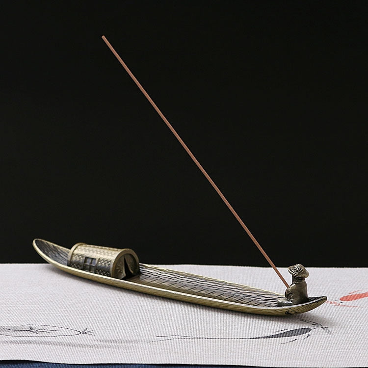 Fisherman Incense Stick Holder Insence Burner Ash Catcher Insense Stand, Fishing Boat, Bamboo Raft