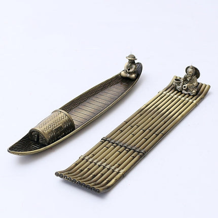 Fisherman Incense Stick Holder Insence Burner Ash Catcher Insense Stand, Fishing Boat, Bamboo Raft