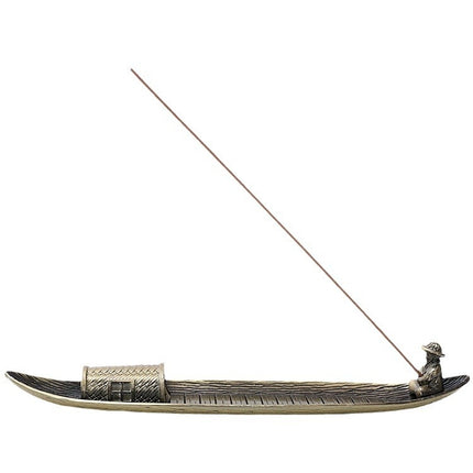 Fisherman Incense Stick Holder Insence Burner Ash Catcher Insense Stand, Fishing Boat, Bamboo Raft