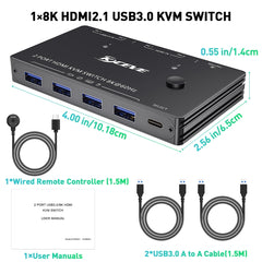 KC-KVM8201 USB3.0 Switch U Disk Printer Two Computers To Share 8K HDMI KVM Switch, KC-KVM8201