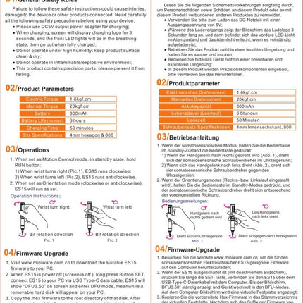 MINIWARE ES15 Electric Screwdriver Repair Tool Dismantling Screw Batch