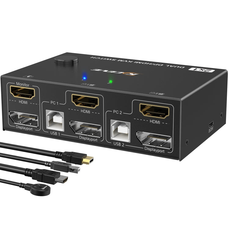 202DH DP HDMI Dual Channel KVM Switch Computer Host DP Interface Keyboard Mouse Sharing Display, 202DH