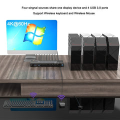KVM401A 4 Ports USB 3.0 Shared Device HDMI KVM Switch HUB Shared Converter, KVM401A