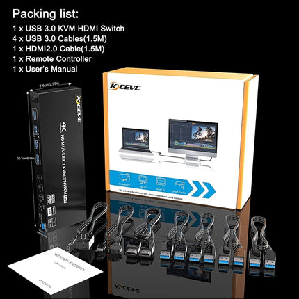 KVM401A 4 Ports USB 3.0 Shared Device HDMI KVM Switch HUB Shared Converter, KVM401A