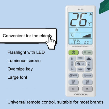 CHUNGHOP K-1302E Night Light Large Screen Battery Universal Air Conditioner Remote Control