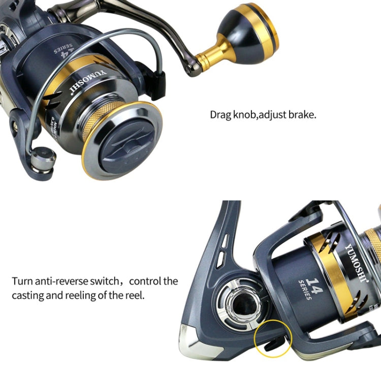 Spinning Fishing Reel Metal Rocker Metal Cup Reel, YUMOSHI KS2000, YUMOSHI KS3000, YUMOSHI KS4000, YUMOSHI KS5000, YUMOSHI KS6000, YUMOSHI KS7000